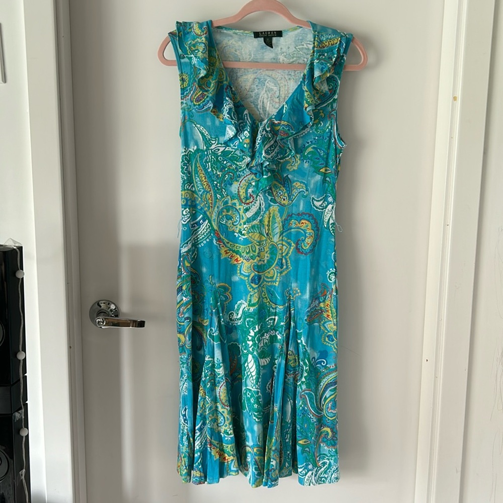 Ralph Lauren Blue and Green Paisley Dress